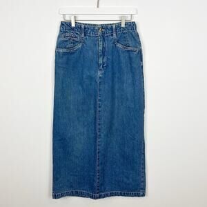 Vintage Eddie Bauer 100% Cotton Denim Midi Skirt Size 8